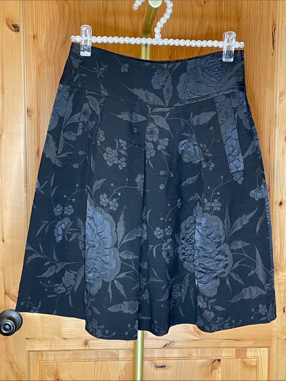 Piazza Sempione Black Floral Jacquard A-Line Skirt Size 2-4
